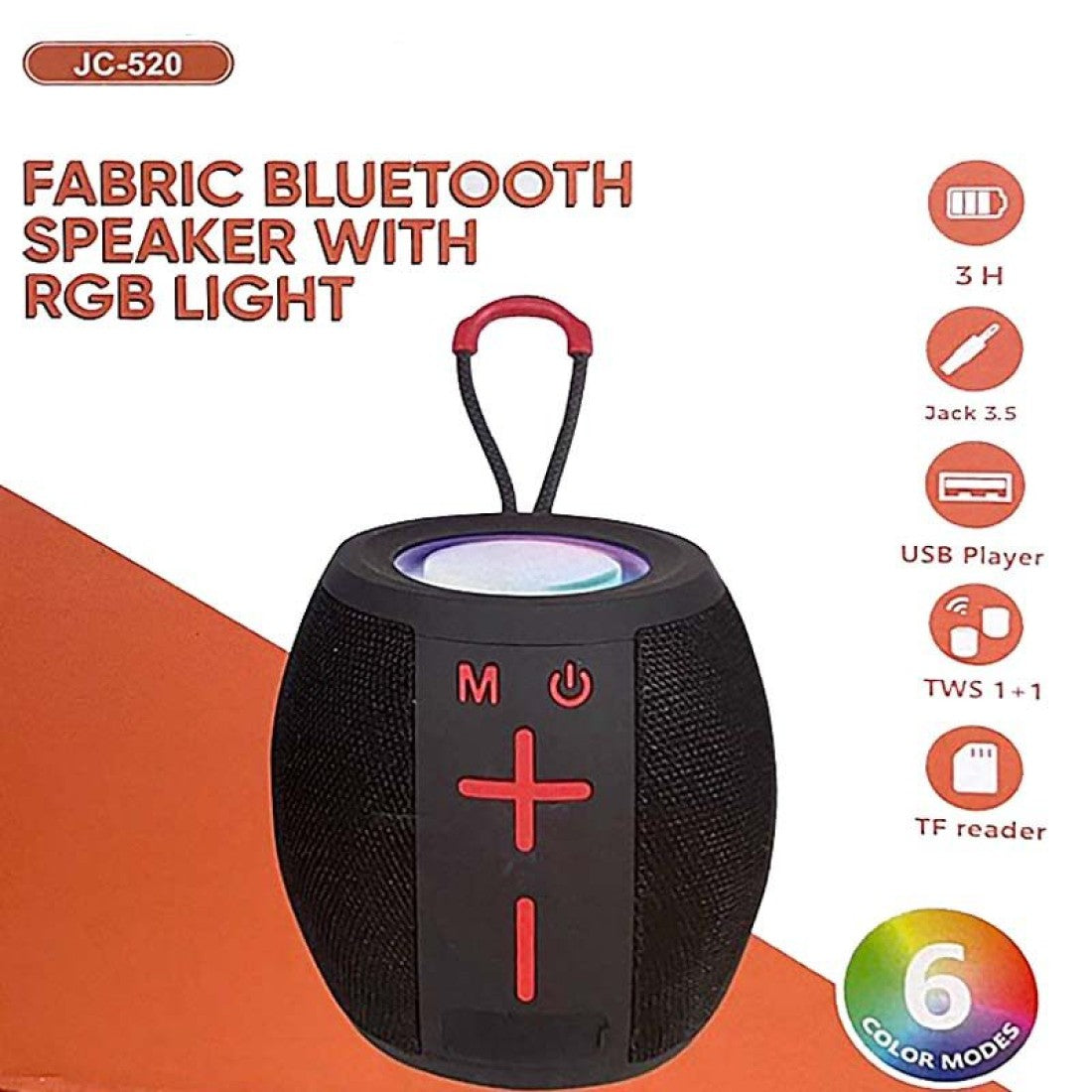 Преносима Bluetooth тонколона JC 520 - 8W, IPX5, USB-C, 1800mAh