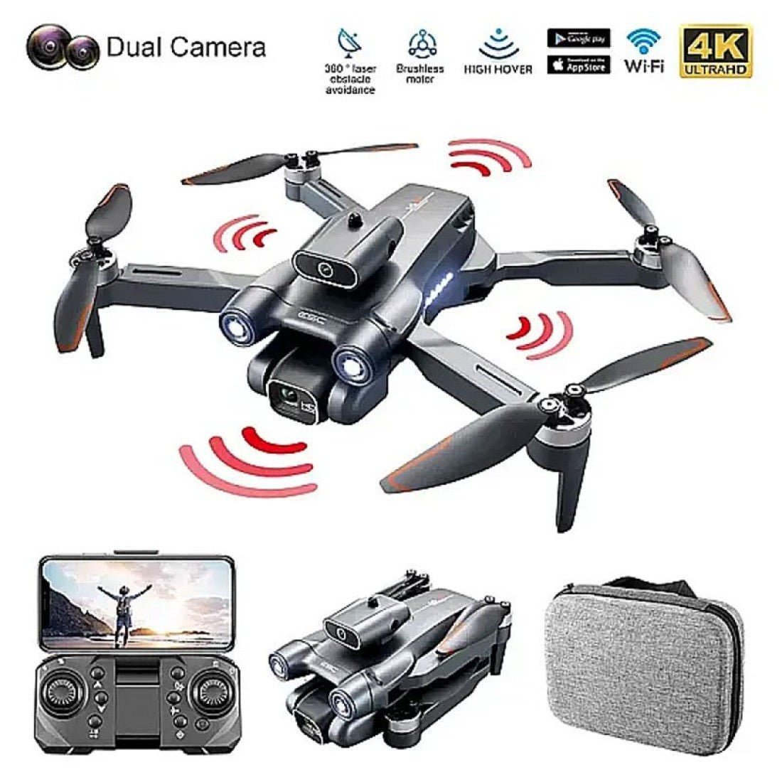 Дрон M3 Max с двойна камера - 4K Ultra HD, WiFi FPV и избягване на препятствия