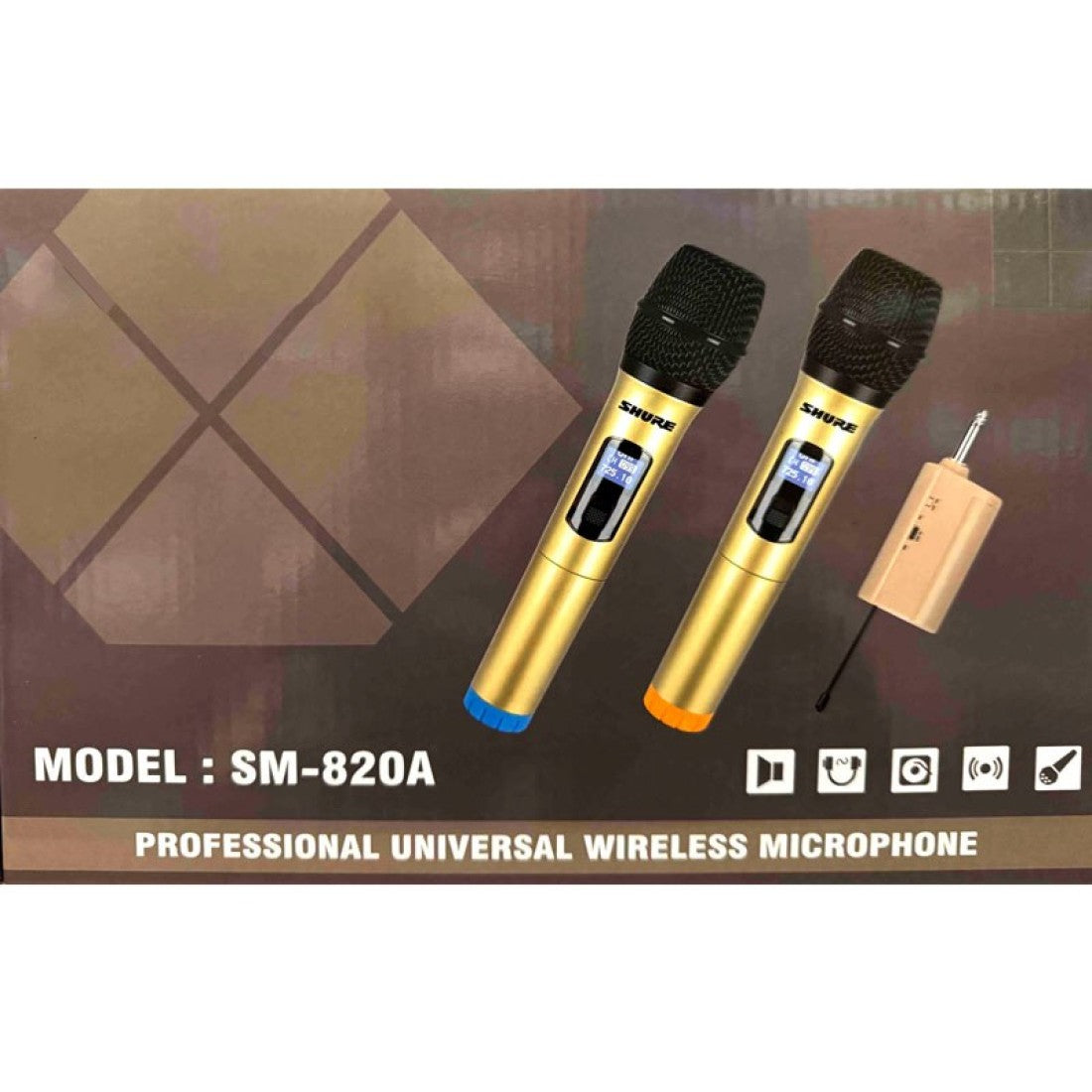 Безжични микрофони SM-820A UHF - Комплект 2 бр. с приемник до 50 м