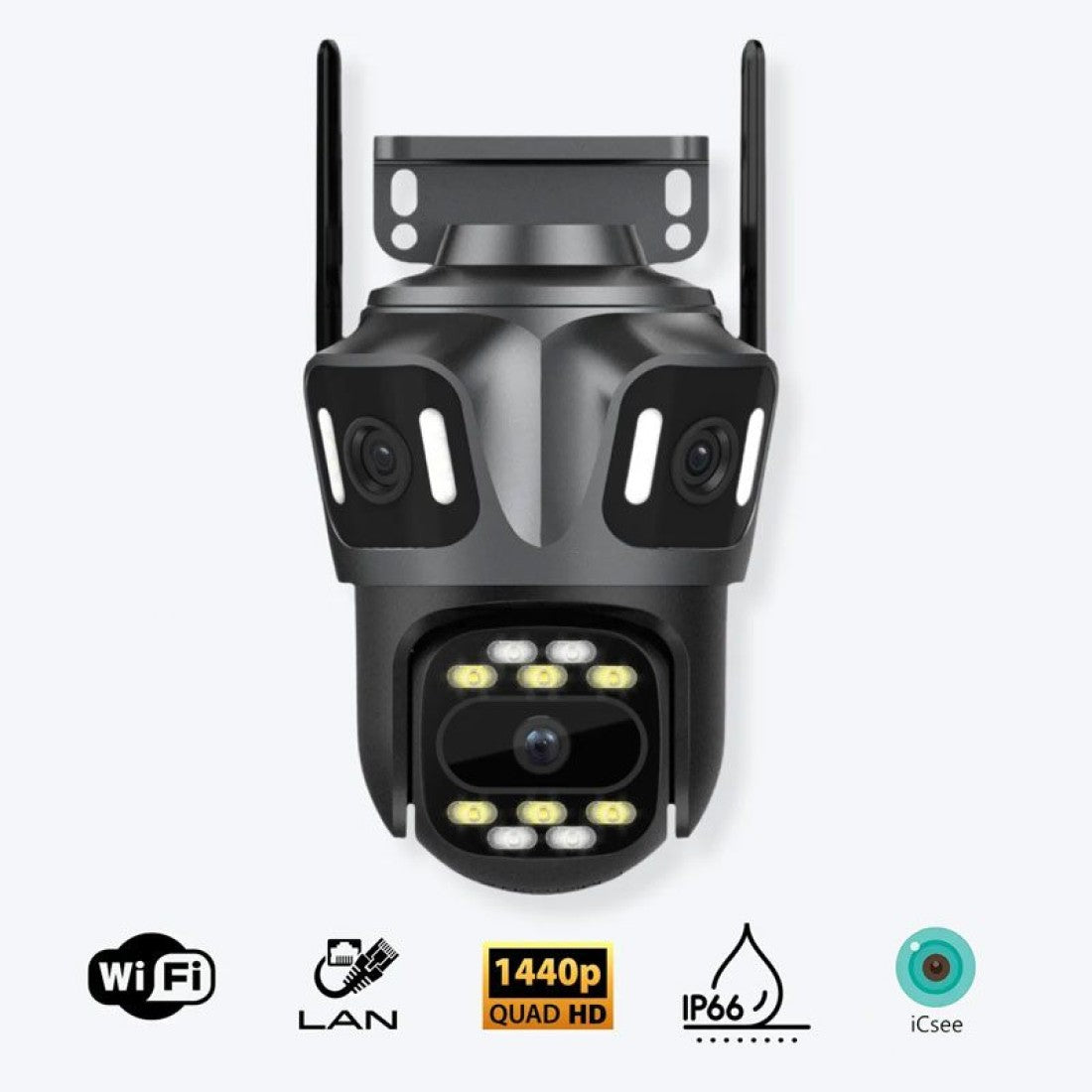 WiFi камера с три обектива - 3MP + 3MP + 6MP, графит, iCSee