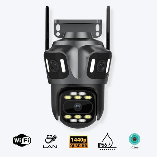 WiFi камера с три обектива - 3MP + 3MP + 6MP, графит, iCSee