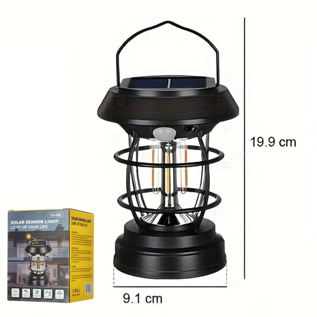 Соларна лампа COBA CB-809 с датчик за движение и USB-C