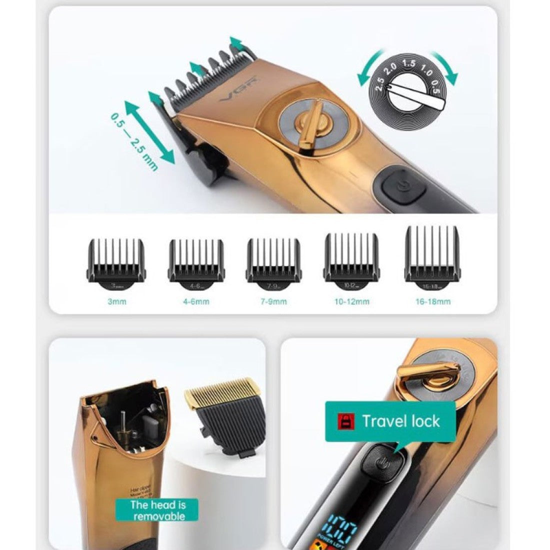 VGR 663 Машинка за подстригване - 2000mAh