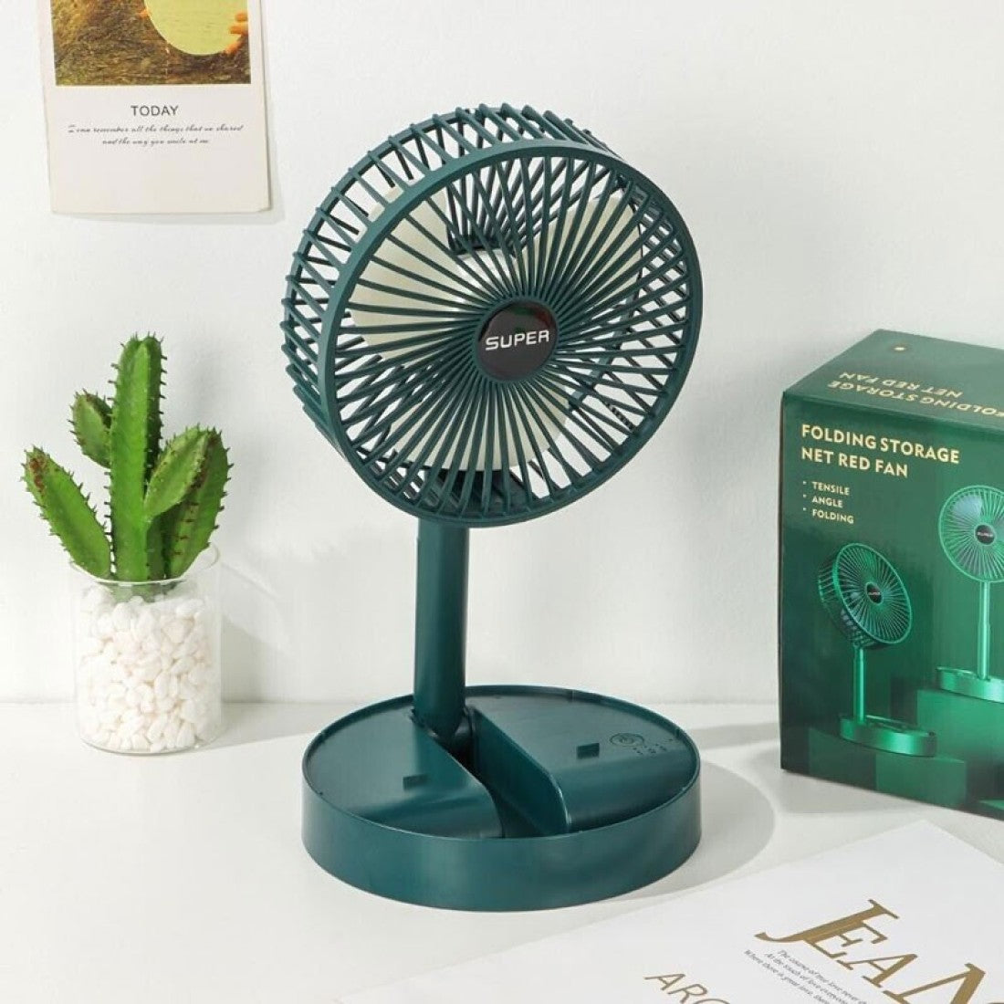 Преносим сгъваем настолен вентилатор - USB, акумулаторна батерия