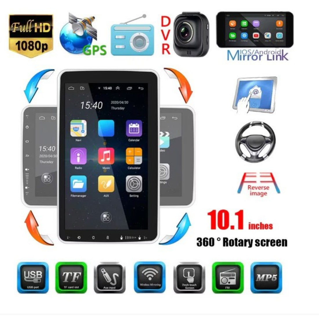 10.1-инчова мултимедия за автомобил с Android 11, GPS и Bluetooth