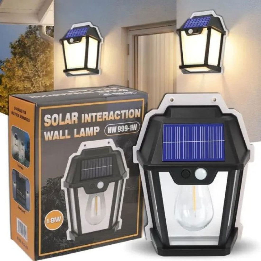 Соларна стенна лампа 18W с PIR сензор