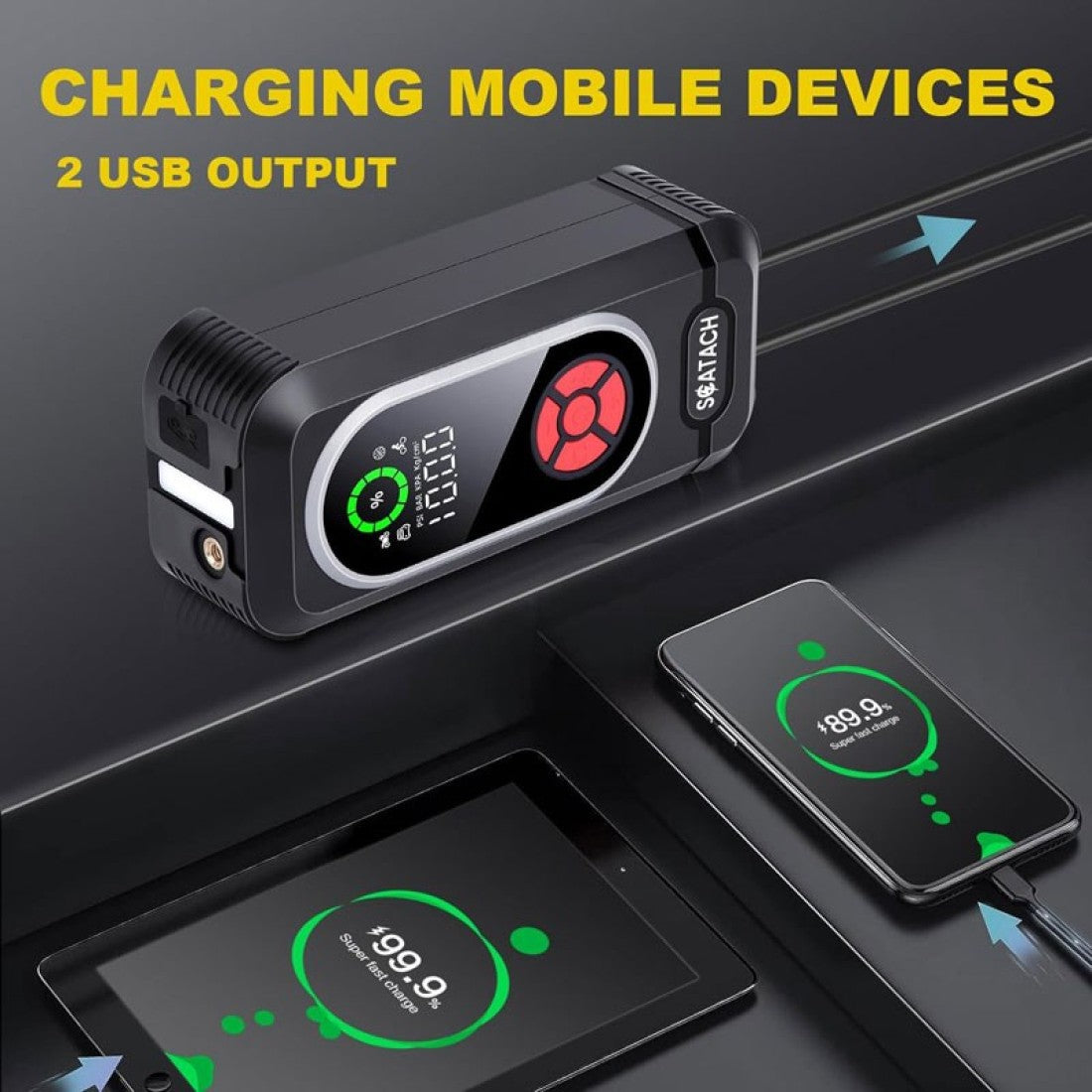 Стартер за автомобил с компресор 4в1 - Scatach Q10